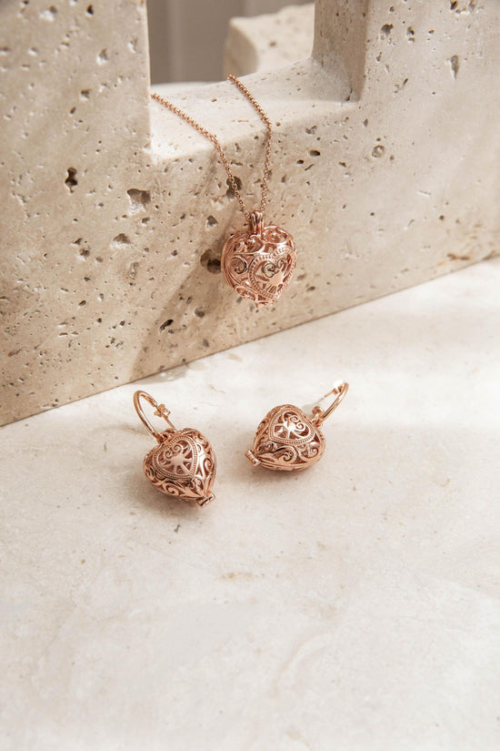 Passion Rose Gold Necklace and Earring Bundle