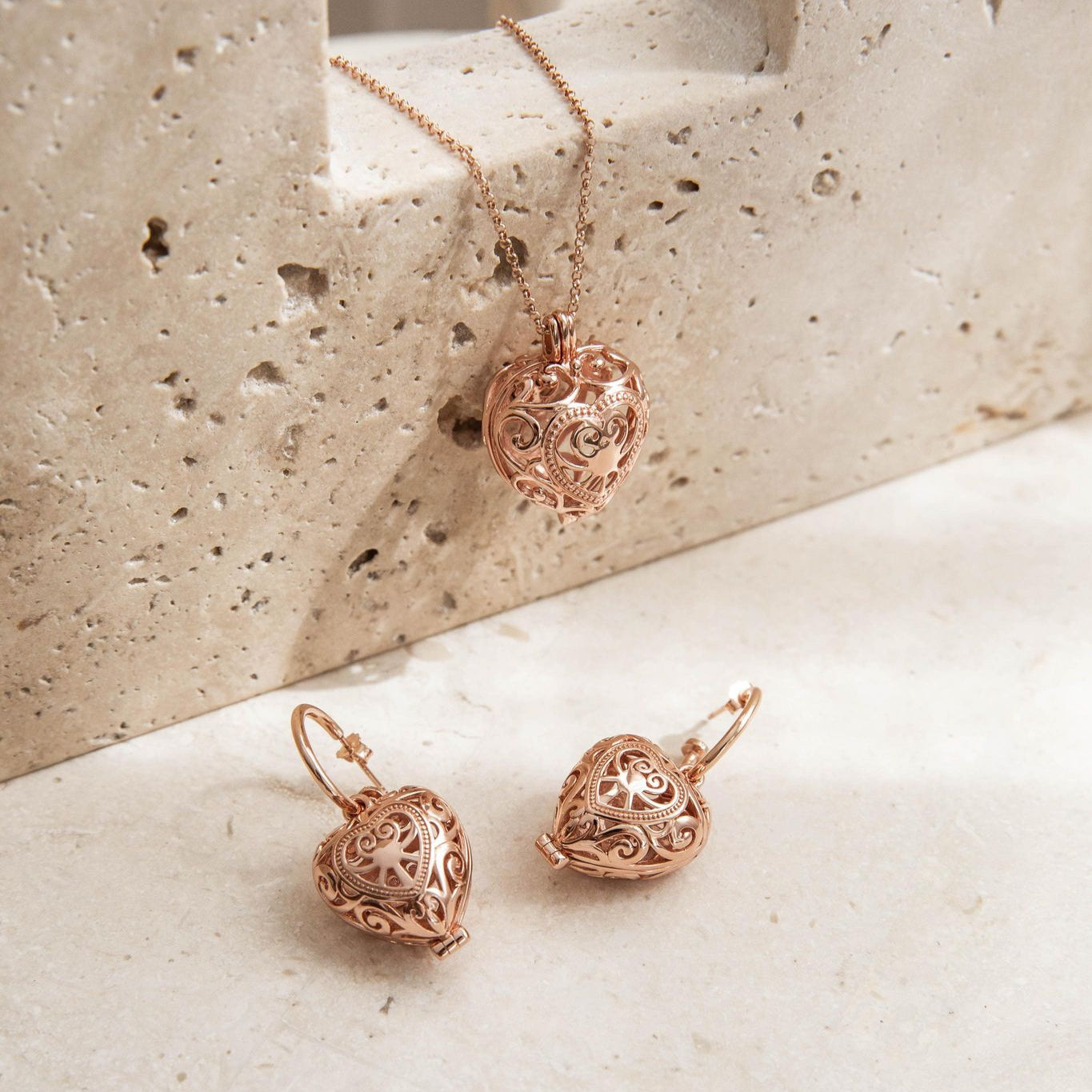 Passion Rose Gold Necklace and Earring Bundle