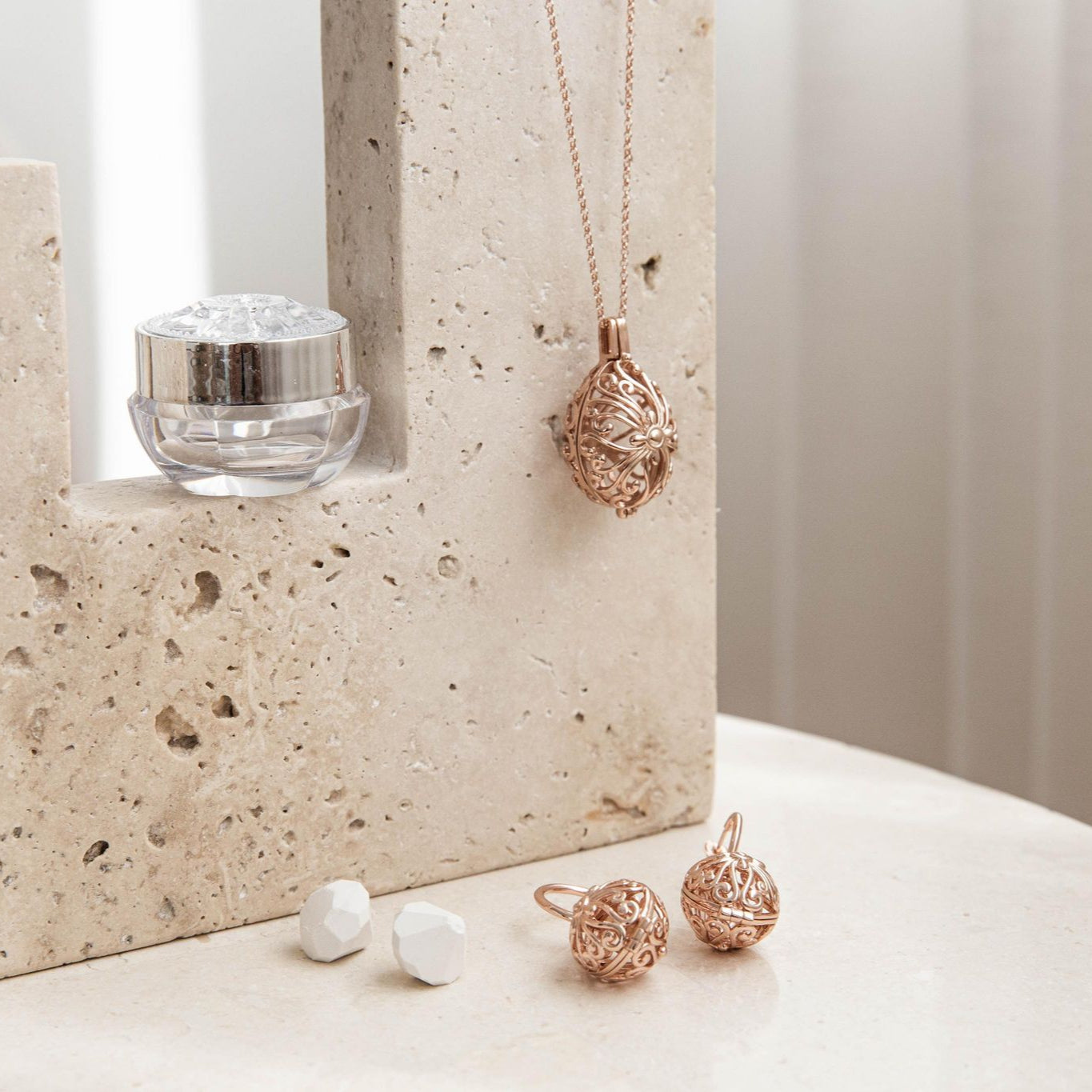 Tranquillity Rose Gold Necklace and Earring Bundle