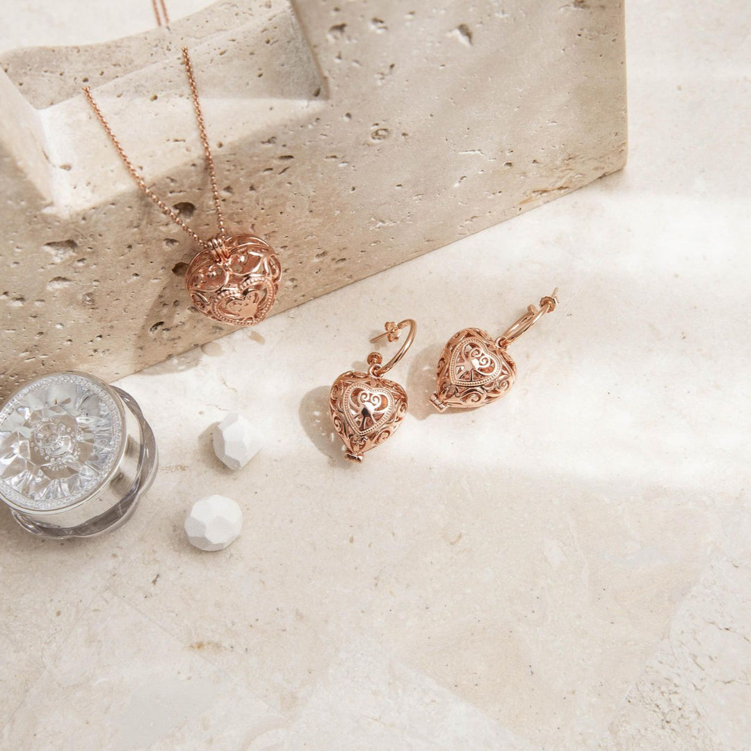 Passion Rose Gold Necklace and Earring Bundle