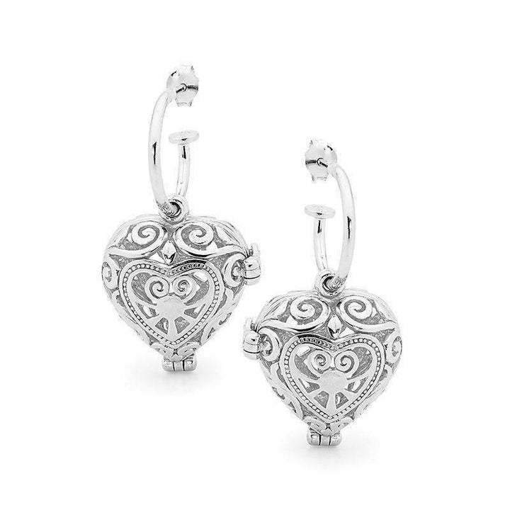 Silver Heart Earrings, Passion Perfumed Jewelry