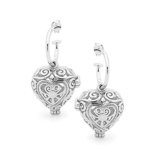 Silver Heart Earrings, Passion Perfumed Jewelry