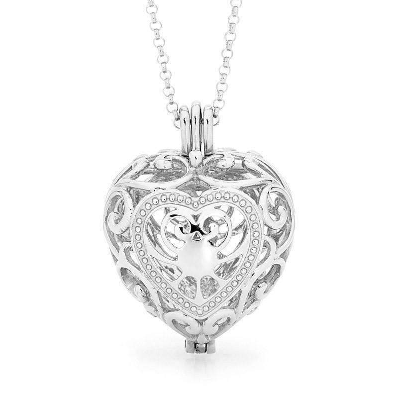 Silver heart pendant, Passion Perfumed Jewelry 